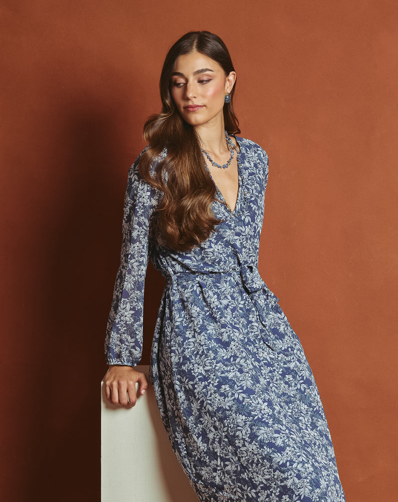 VESTIDO FLORECITAS DULCE AZUL
