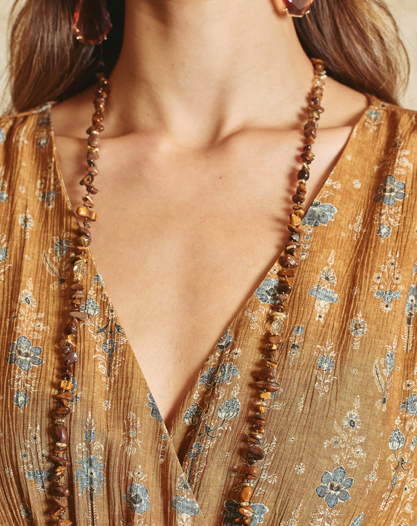 COLLAR CON PIEDRAS DE COLORES MARRÓN