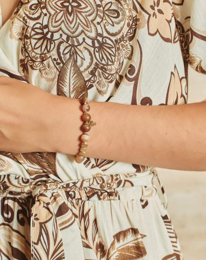 PULSERA PIEDRAS FERNANDA BEIGE
