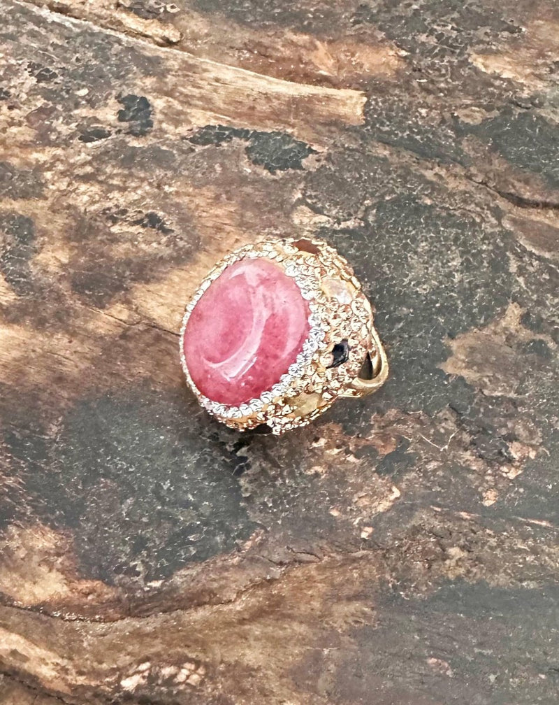 ANILLO BRILLANTE PIEDRA ROSA - Monica Ecco