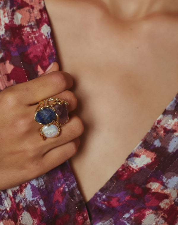 ANILLO PIEDRA AZUL SONIA - Monica Ecco