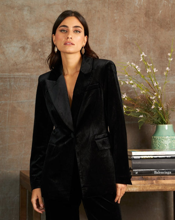 BLAZER VELVET NEGRO - Monica Ecco