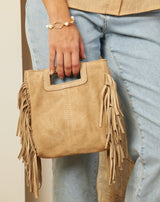 BOLSO FLECOS PIEL TAUPE - Monica Ecco