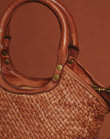 BOLSO PIEL CESTA TRENZADA CUERO - Monica Ecco