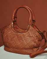 BOLSO PIEL CESTA TRENZADA CUERO - Monica Ecco