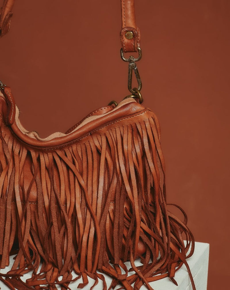 BOLSO PIEL FLECOS CUERO - Monica Ecco