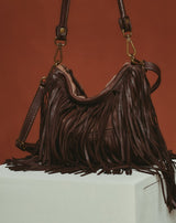 BOLSO PIEL FLECOS MARRÓN - Monica Ecco