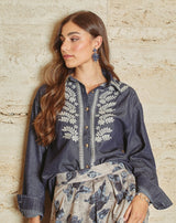 CAMISA JEANS BORDADA - Monica Ecco