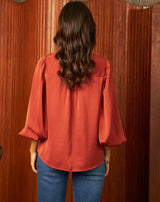 CAMISA MANGAS ABULLONADAS ORANGE - Monica Ecco