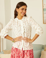 CAMISA VOLANTE FLORES - Monica Ecco