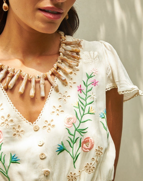 COLLAR AFRICA PIEDRA BEIGE - Monica Ecco