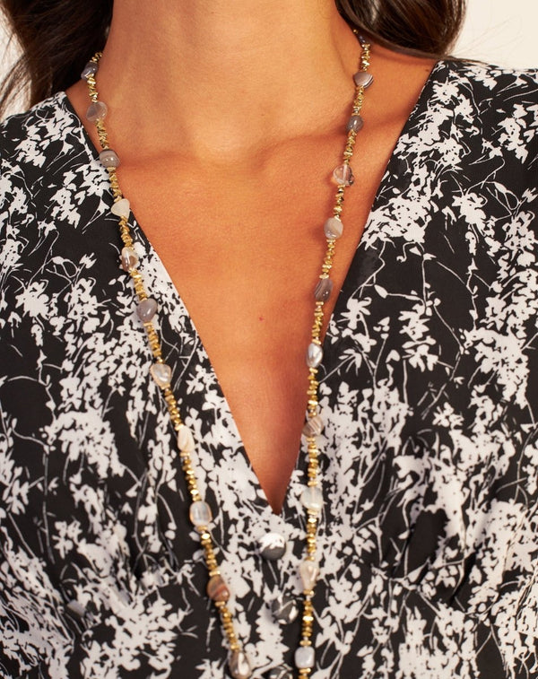 COLLAR LARGO PIEDRAS NUDE - Monica Ecco