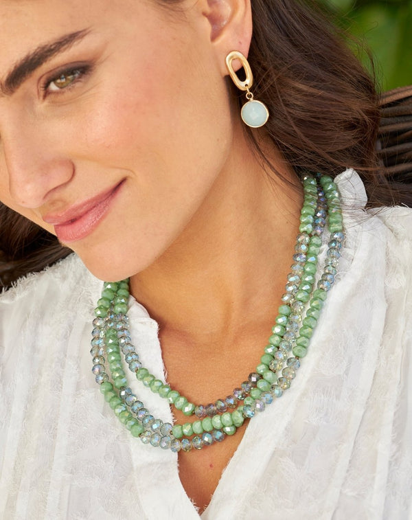 COLLAR TRIPLE CRISTA JADE - Monica Ecco