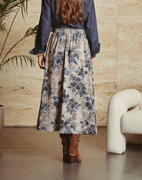 FALDA FLORES TINA GRIS - Monica Ecco