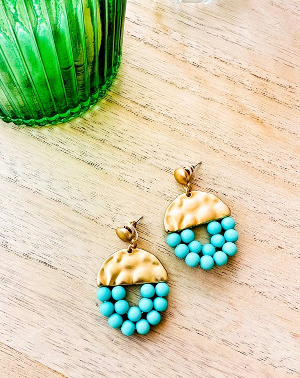 PENDIENTES BOLITAS TURQUESA - Monica Ecco
