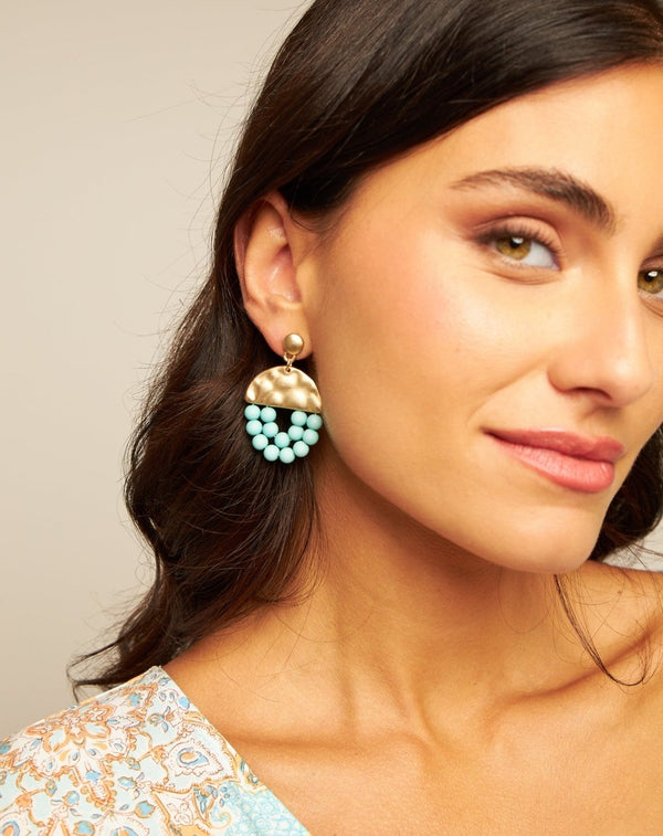 PENDIENTES BOLITAS TURQUESA - Monica Ecco