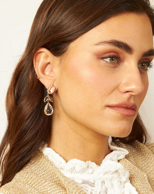 PENDIENTES CRISTAL COLGANTE TRANSPARENTE - Monica Ecco