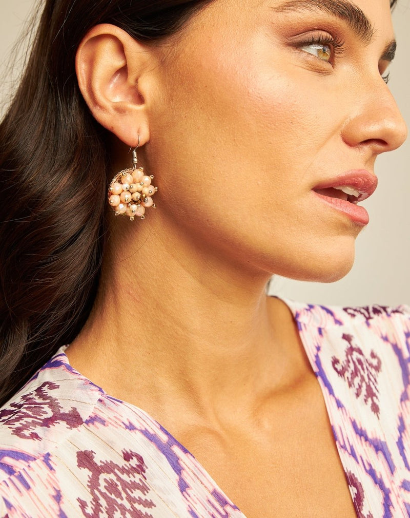 PENDIENTES CRISTAL FLOR NUDE - Monica Ecco