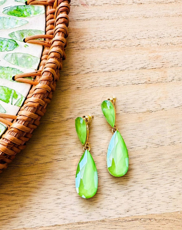 PENDIENTES CRISTAL GOTA VERDE - Monica Ecco
