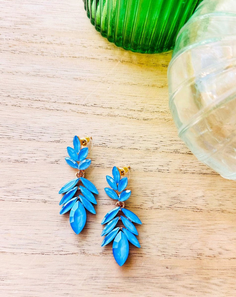 PENDIENTES CRISTAL PRECIOSO AZUL - Monica Ecco