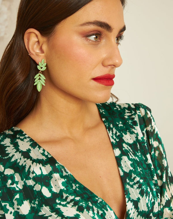 PENDIENTES CRISTAL PRECIOSO VERDE - Monica Ecco