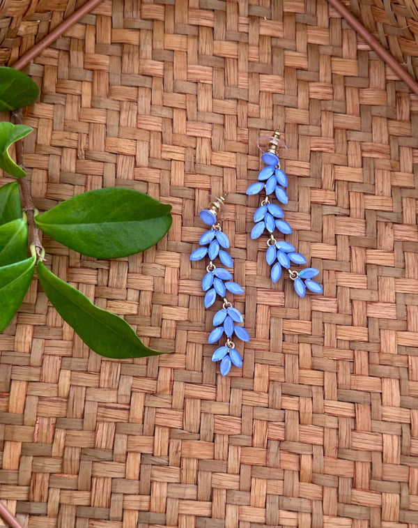 PENDIENTES CRISTAL RACIMO AZUL - Monica Ecco