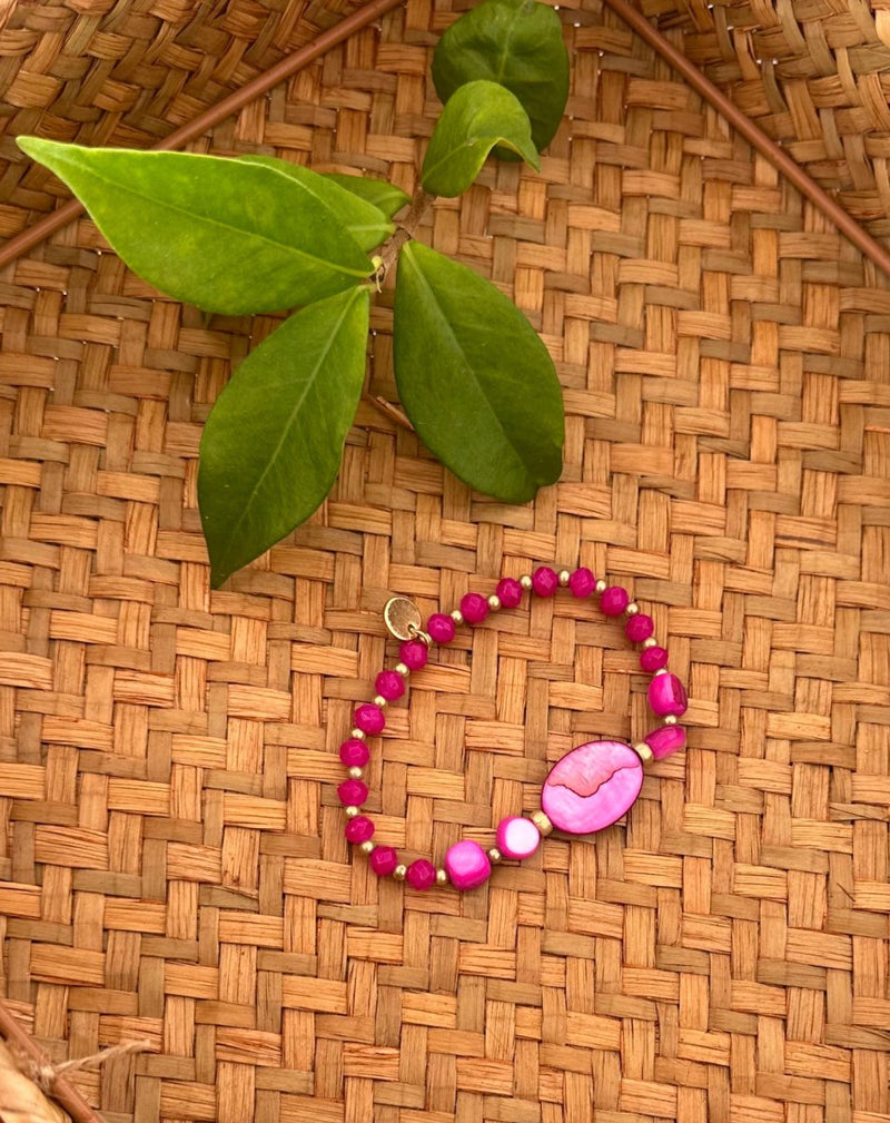 PULSERA CRISTAL NACAR FUXIA - Monica Ecco