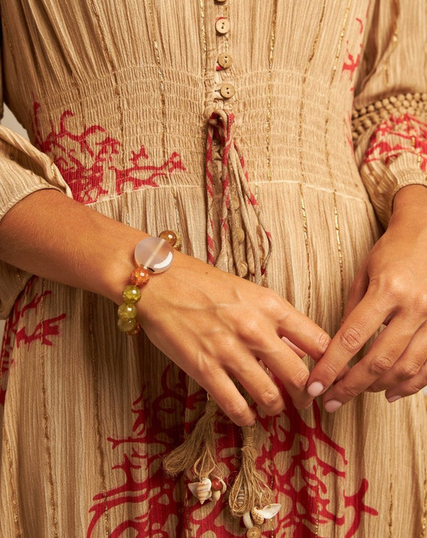 PULSERA ELÁSTICA ADORNO CRISTAL CAMEL - Monica Ecco