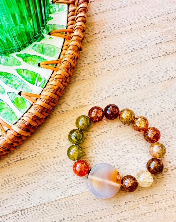 PULSERA ELÁSTICA ADORNO CRISTAL CAMEL - Monica Ecco