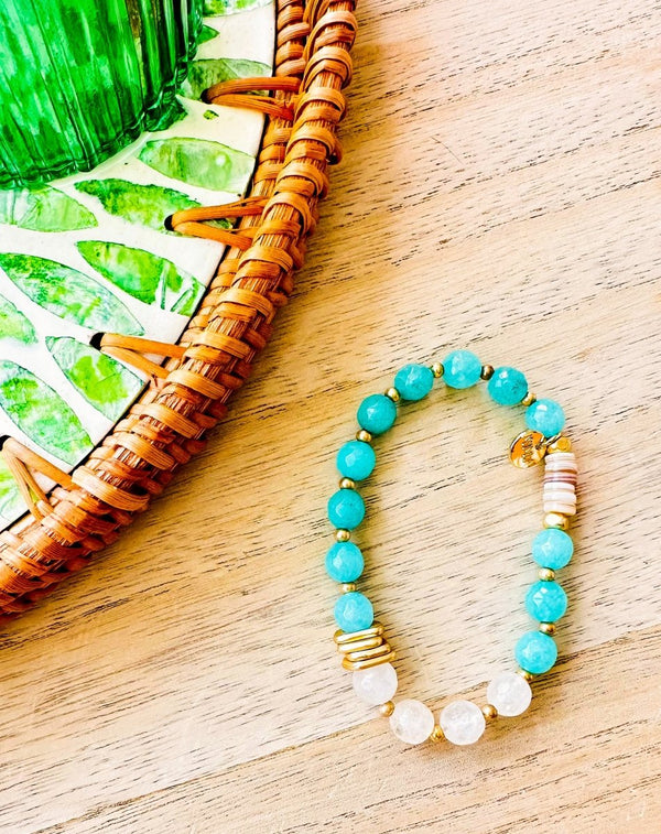 PULSERA ELÁSTICA CRISTAL TURQUESA - Monica Ecco