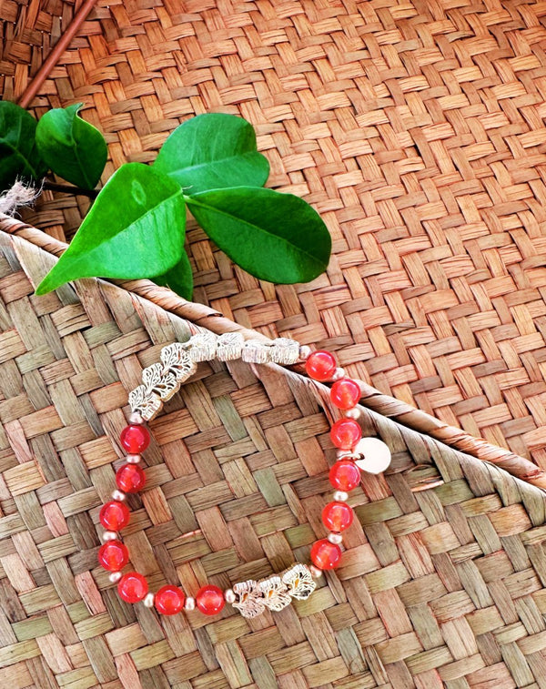 PULSERA PIEDRAS ADORNO NARANJA - Monica Ecco