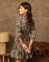 VESTIDO CORTO EVASE PAISLEY - Monica Ecco