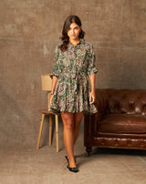 VESTIDO CORTO EVASE PAISLEY - Monica Ecco