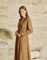VESTIDO CRUZADO ALBA CAMEL - Monica Ecco