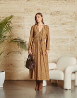 VESTIDO CRUZADO ALBA CAMEL - Monica Ecco
