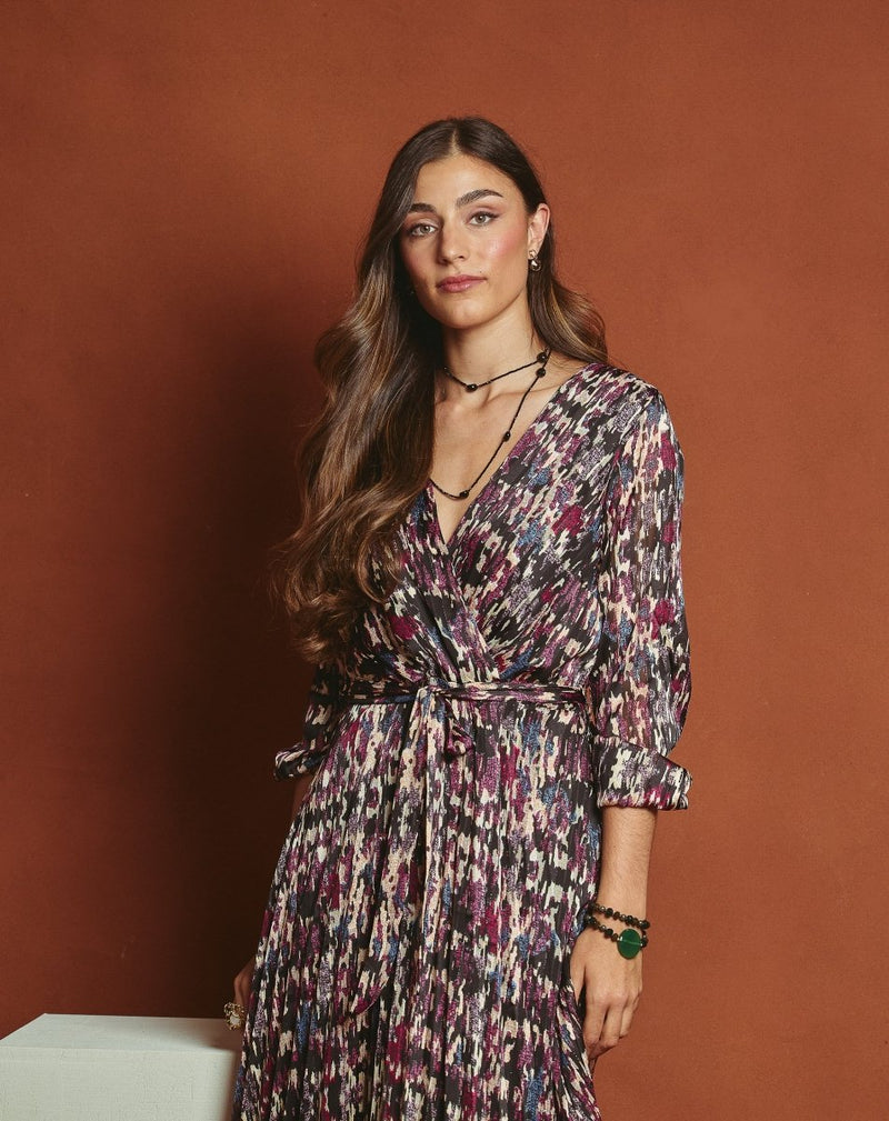 VESTIDO CRUZADO GINA BURDEOS - Monica Ecco