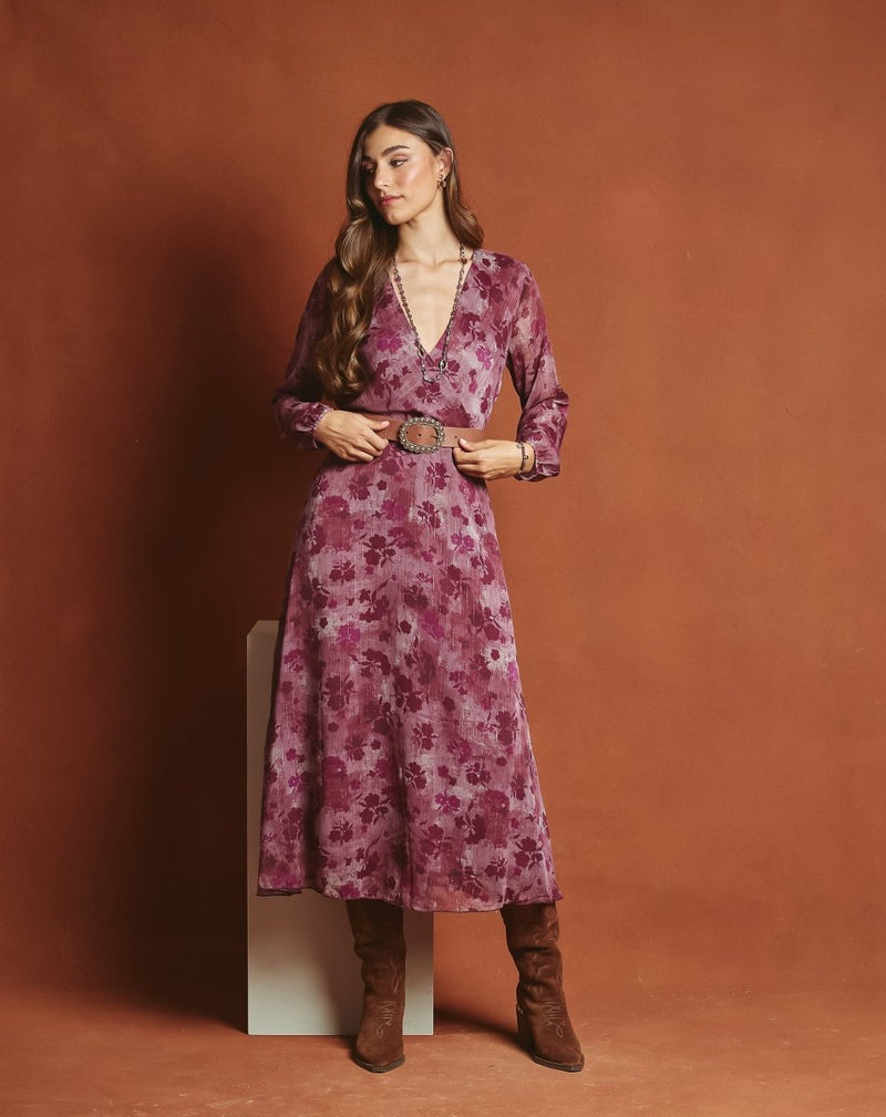 VESTIDO CRUZADO MARY BURDEOS - Monica Ecco