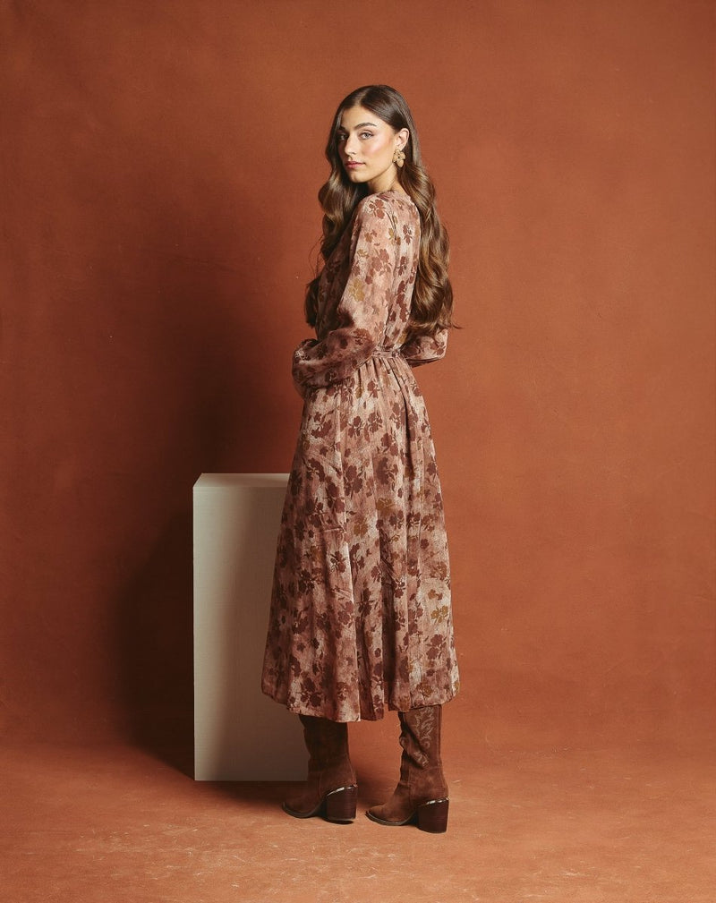 VESTIDO CRUZADO MARY MARRÓN - Monica Ecco