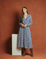 VESTIDO FLORECITAS DULCE AZUL - Monica Ecco