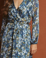 VESTIDO LARGO FLOR SONIA AZUL - Monica Ecco