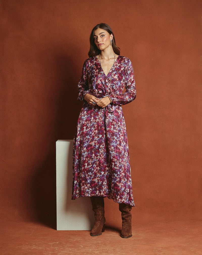 VESTIDO LARGO FLOR SONIA BURDEOS - Monica Ecco