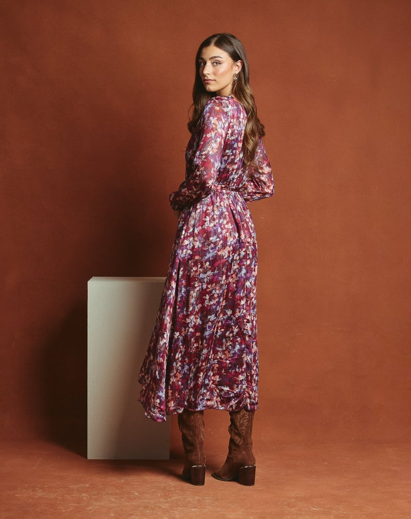 VESTIDO LARGO FLOR SONIA BURDEOS - Monica Ecco