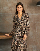 VESTIDO LEOPARDO FALDA AMPLIA - Monica Ecco