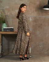 VESTIDO LEOPARDO FALDA AMPLIA - Monica Ecco