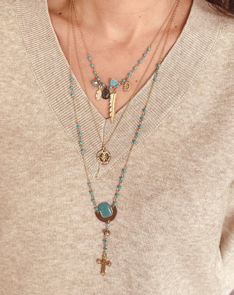 COLLAR TRIPLE TURQUESAS - Monica Ecco
