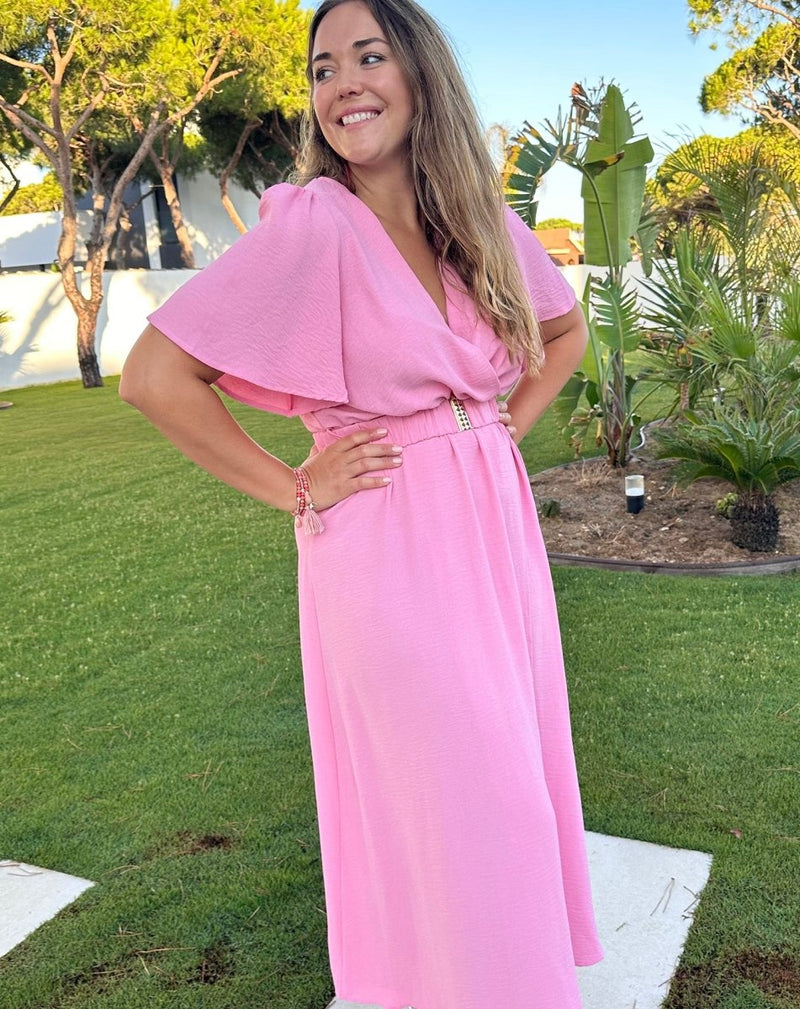 VESTIDO CRUZADO LISO - Monica Ecco