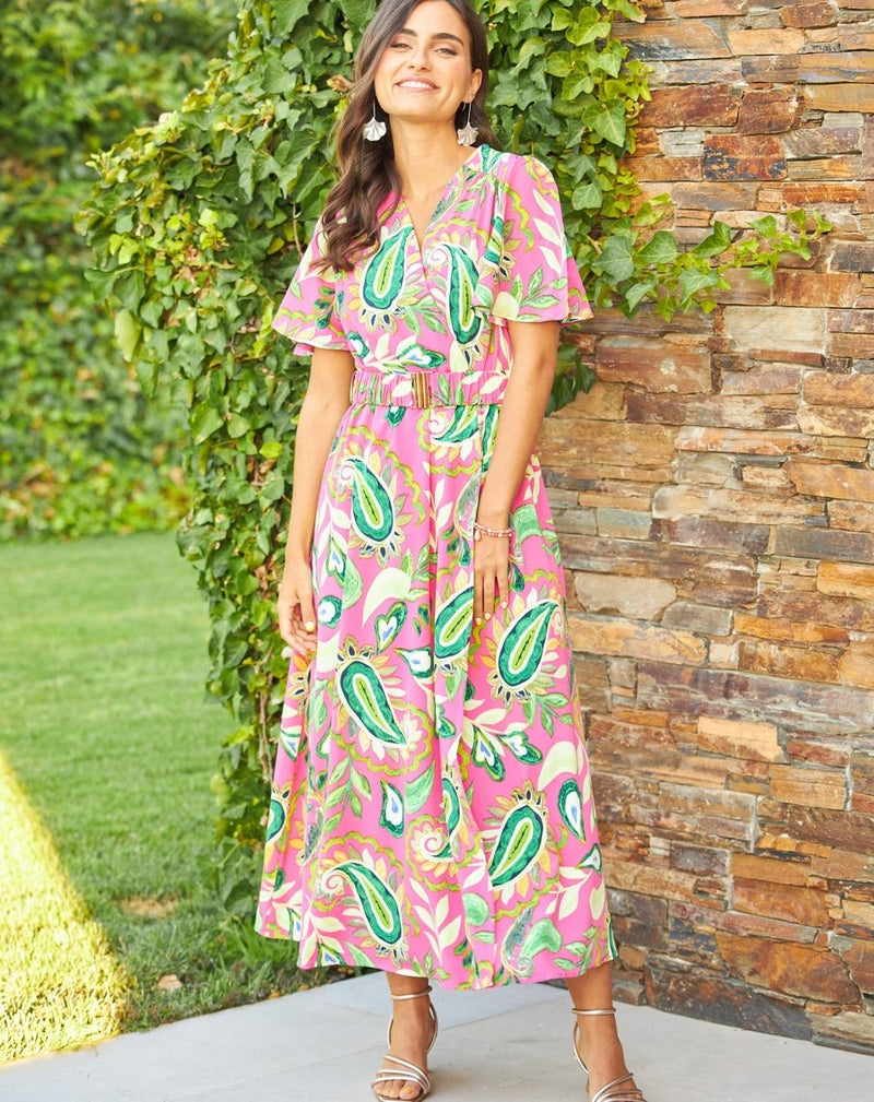 VESTIDO CRUZADO PAISLEY - Monica Ecco